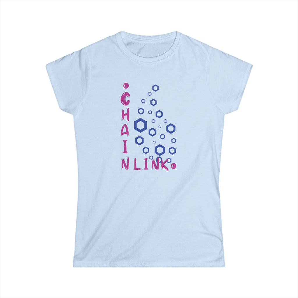 Smart contracts, smarter women. This softstyle LINK Oracle tee delivers comfort, confidence, and crypto style.
