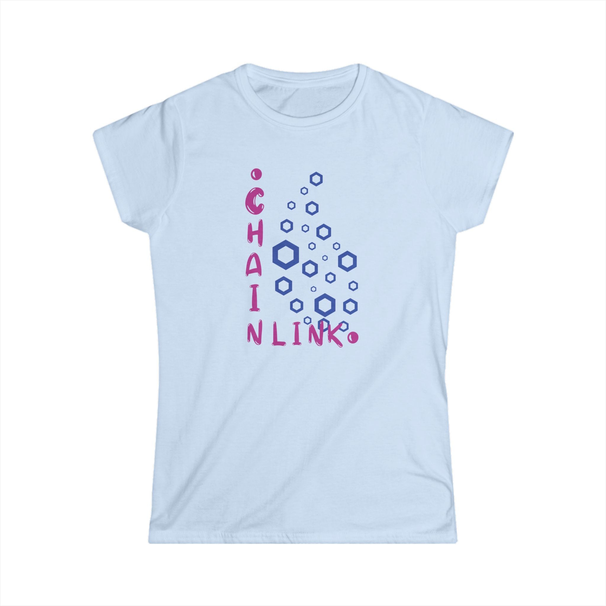 Smart contracts, smarter women. This softstyle LINK Oracle tee delivers comfort, confidence, and crypto style.