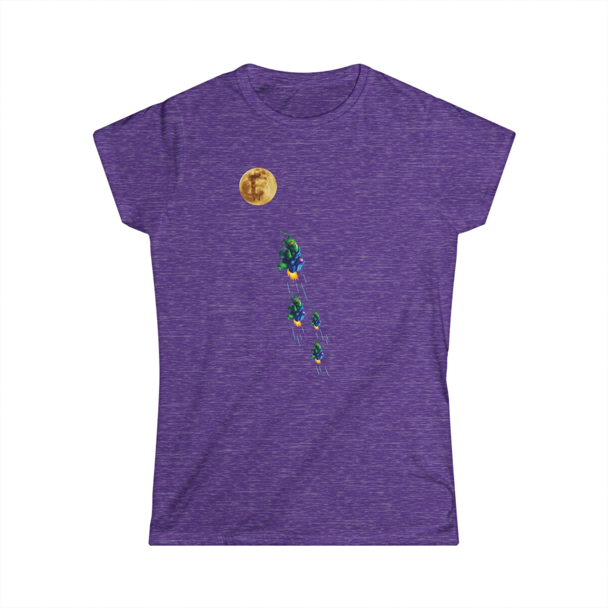 Crypto Crickets Flying to the Moon Womens Softstyle Tee