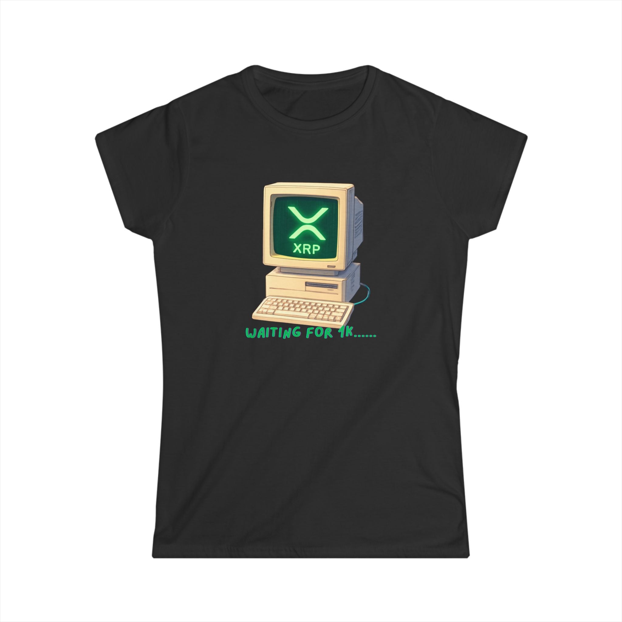 She Doesnt Wait for 1K - She Builds it with a softstyle CRYPTO tee.