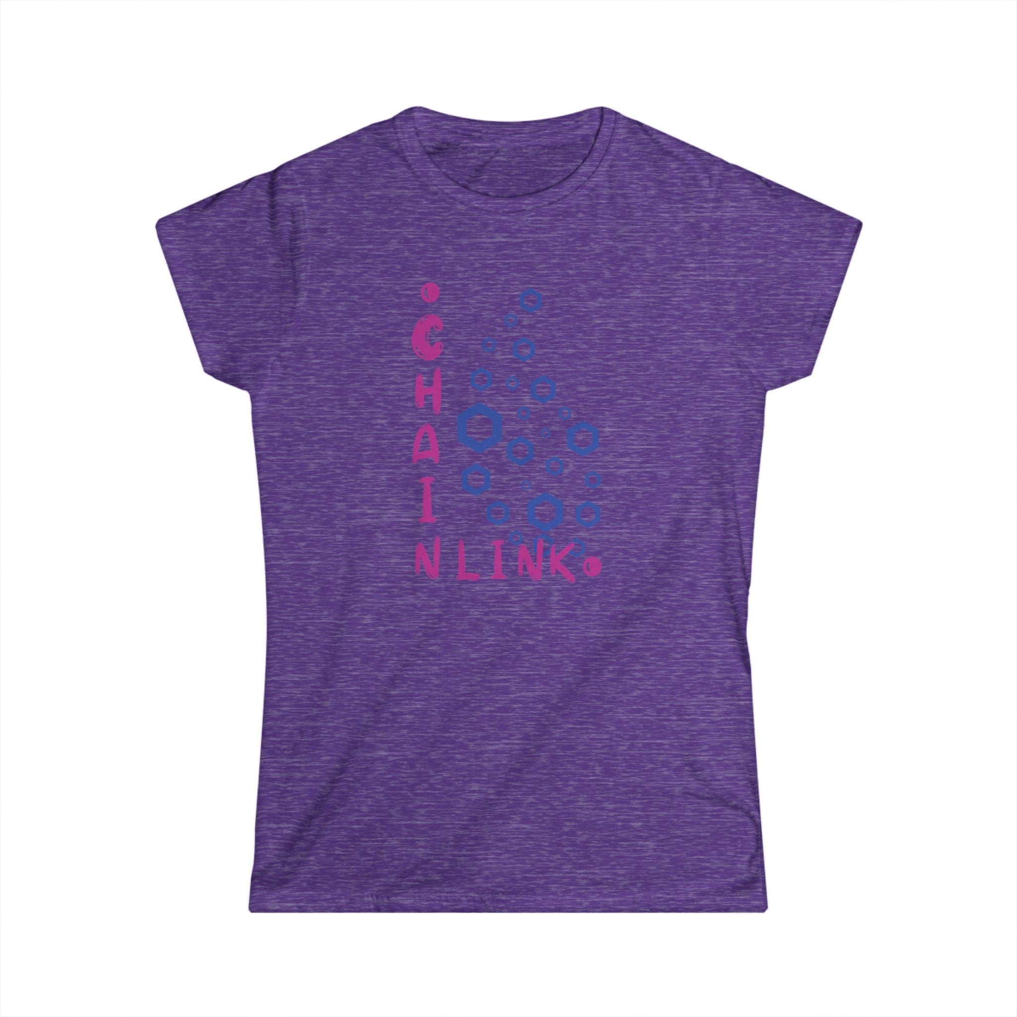 Smart contracts, smarter women. This softstyle LINK Oracle tee delivers comfort, confidence, and crypto style.