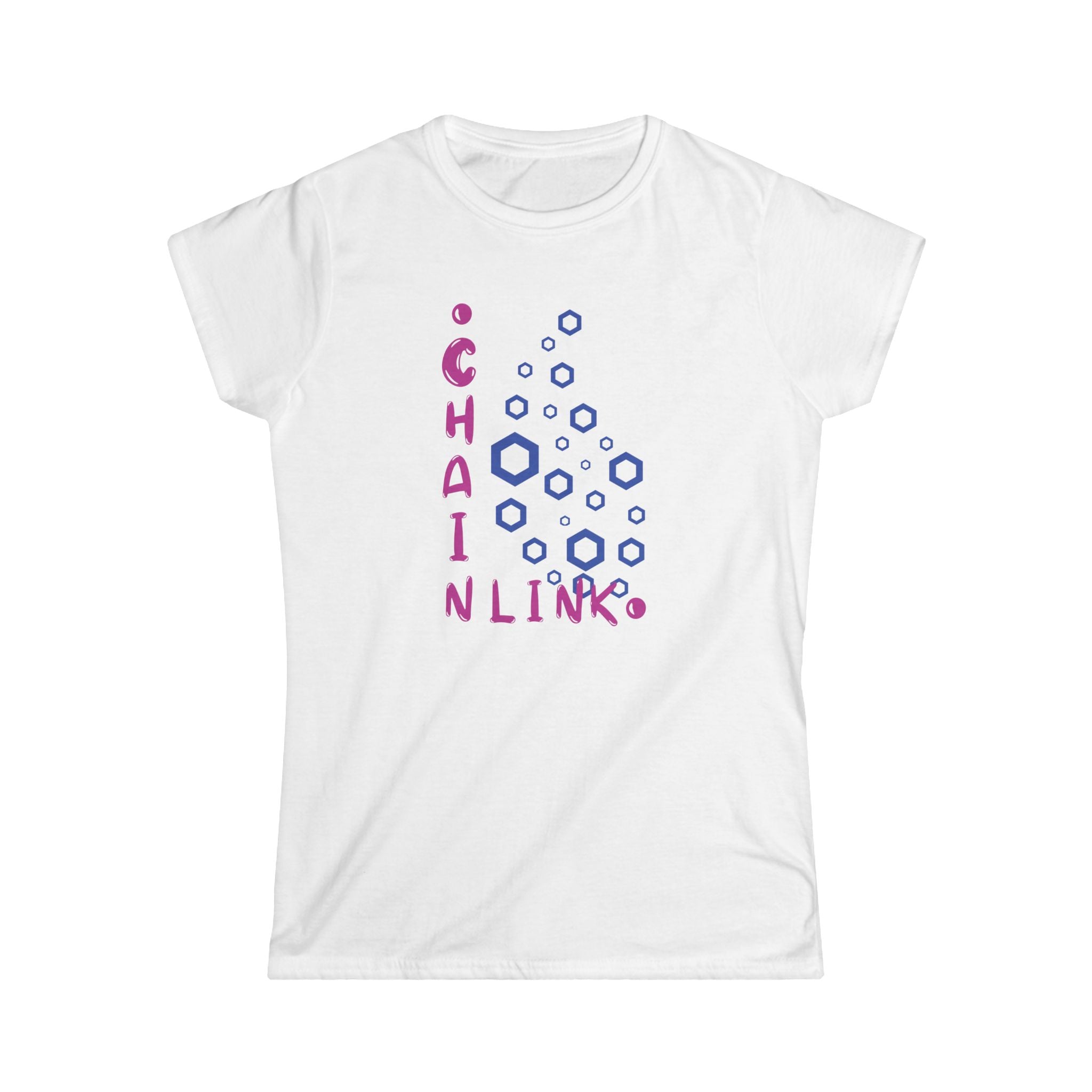 Smart contracts, smarter women. This softstyle LINK Oracle tee delivers comfort, confidence, and crypto style.