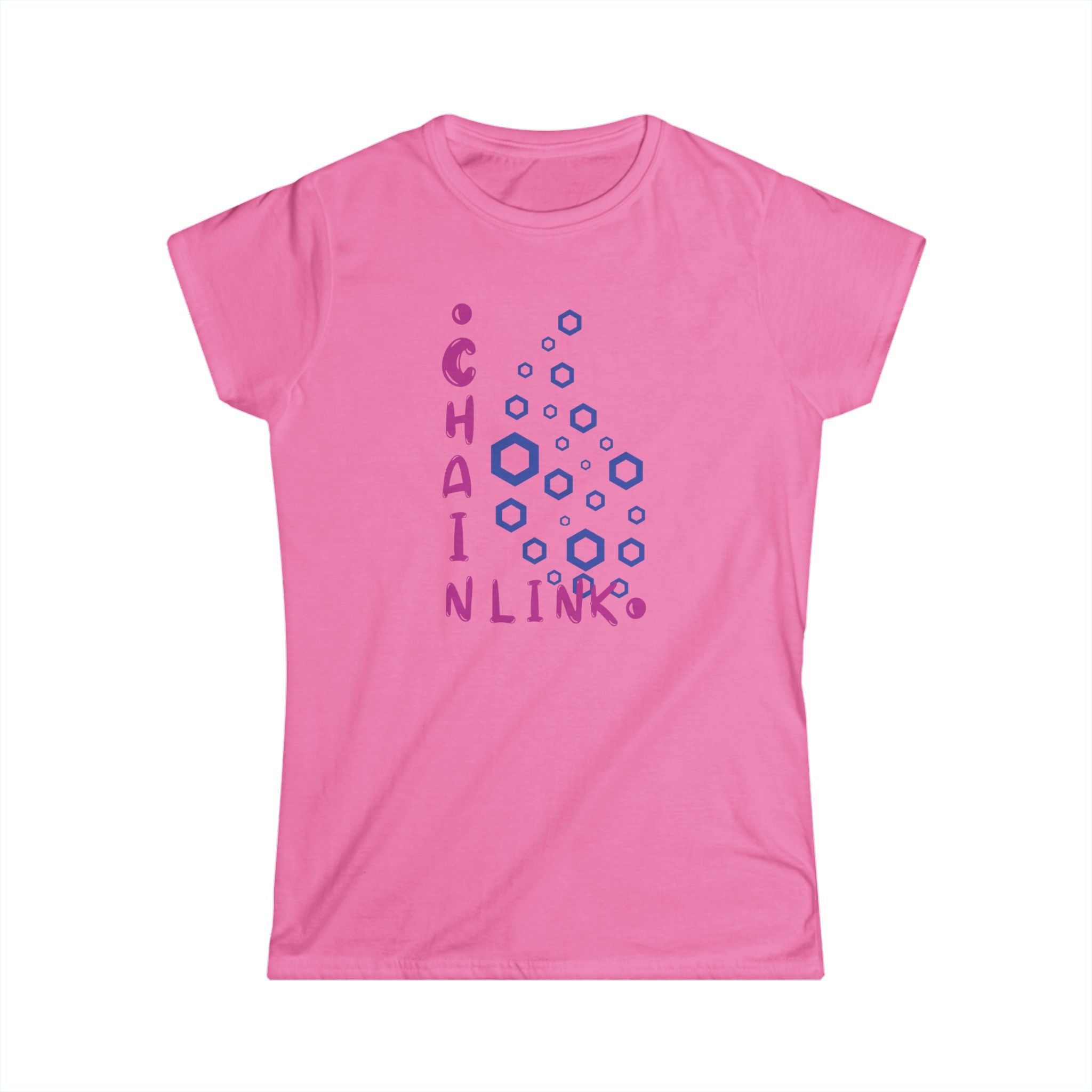 Smart contracts, smarter women. This softstyle LINK Oracle tee delivers comfort, confidence, and crypto style.